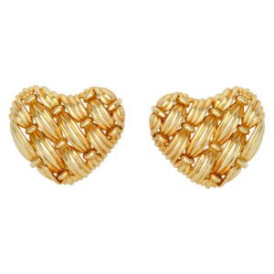 Tiffany & Co. woven heart clip earrings in 18k yellow gold