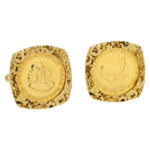 South African Rand Gold Coin Cufflinks in 9k