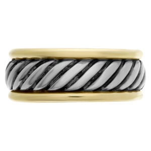 Mens David Yurman Cable Band Ring in 14k and sterling silver