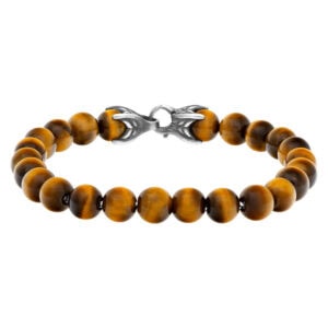 David Yurman Spiritual tiger eye beads bracelet on sterling silver chain with serling silver clasp