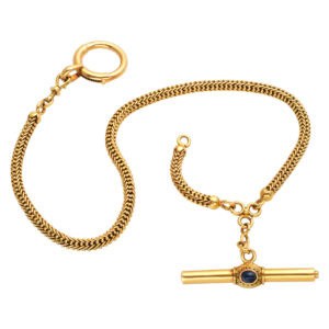 Antique solid snake pocket watch fob chain in 18k yellow gold.