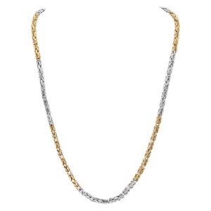 Unique Byzantine link 18k white & yellow gold necklace