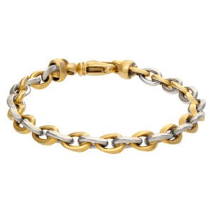 Italian made, heavy oval link chain/bracelet in 18k white & yellow gold