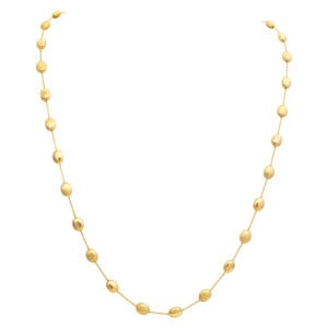 Matte & High polish beads chain/necklace in 14K yelllow gold. 35" long.