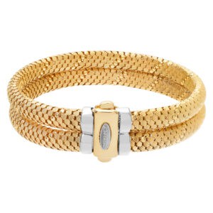 Stylish Italian designer "Bersani" double strand snake flex 18k yellow gold bracelet.