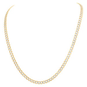 Italian chain necklace in 14k yellow gold with white gold accents