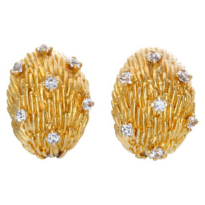 Gold earrings with diamond accents in 14k