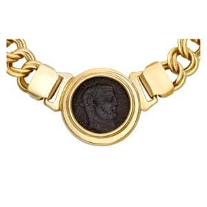 Ancient coin necklace on 18k chain