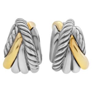 David Yurman Crossover Huggie Hoop earrings in 18k and sterling silver