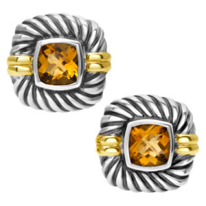 Vintage David Yurman "ALBION" Citrine pair of earrings in 14k and sterling silver