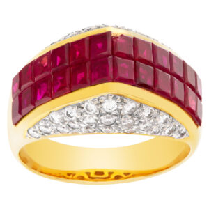 Ruby and diamond ring in 18k, with over 2.40 carats in rubies and 1 carat in diamonds.