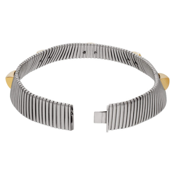 Wide necklace/choker in 18k white and yellow gold