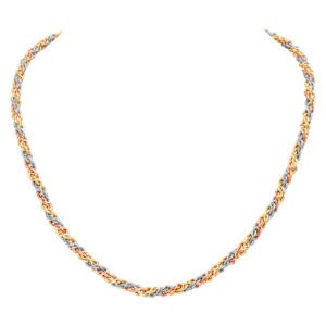 Tri-color twisted rope necklace in 14k