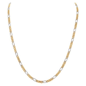 Figaro chain in 18k white and yellow gold