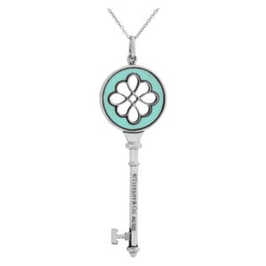 Tiffany & Co. blue enamel 'Knot Key Pendant' necklace in sterling silver