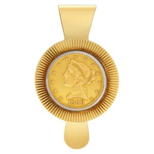 Tiffany & Co. $5 coin sunburst money clip in 14k