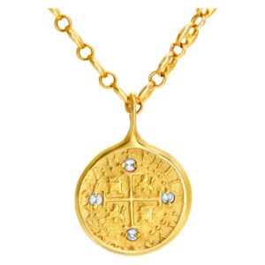 Antique gold  Escudo circa 1700's  "2 Cob of Philip V" mounted as a pendant, with a 14k "Gucci" style links chain/necklace,