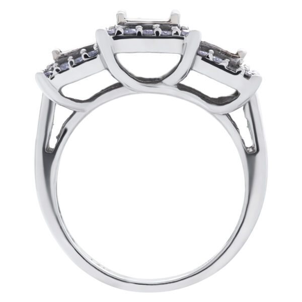 Champagne and white diamond ring in 14k white gold