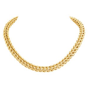 Thick rounded open link "Bizantine" style Italian chain/necklace in 14k yellow gold