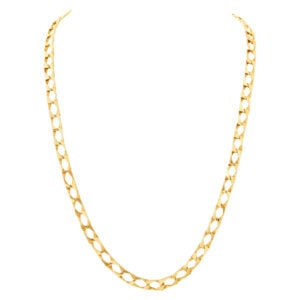 Flat rectangular link 24" chain in 14k yellow gold