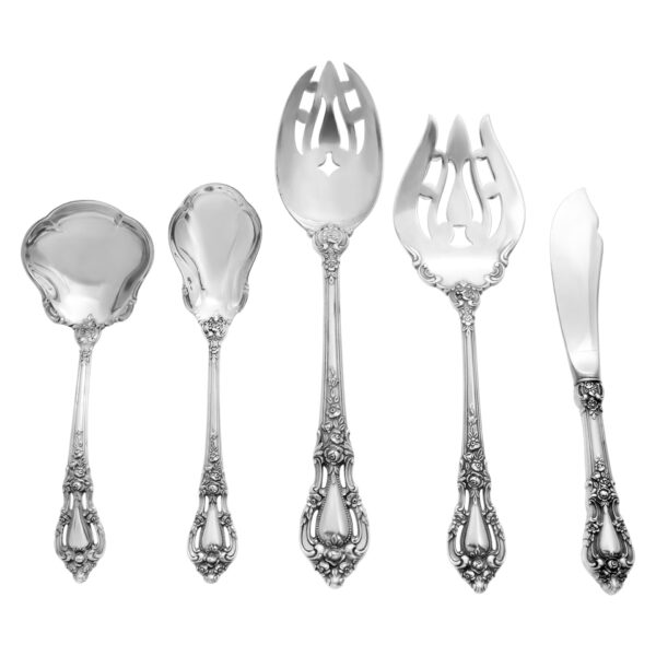 "ELOQUENCE" sterling silver flatware set patented in 1953 by Lunt. 5 Place set for 12 with 6 serving pieces