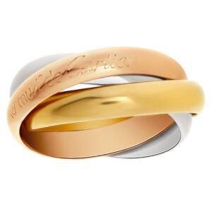 Cartier Trinity ring in 18k yellow, rose & white gold. Size 5.5