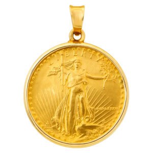 US Liberty one ounce fine gold coin in 14k pendant