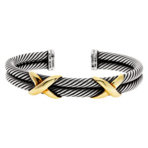 David Yurman 14k and sterling silver double "X" cuff