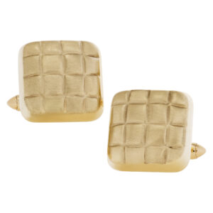 Square shaped matte checkered cufflinks in 14k