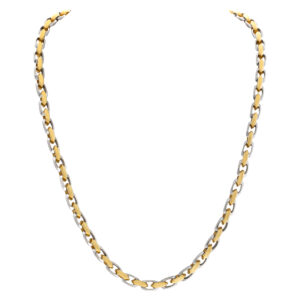 Braccio heavy solid 18k white and yellow gold mens chunky chain