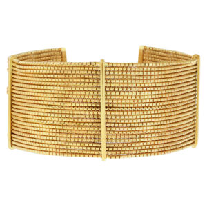 Solid Multi-string bracelet in 18k yellow gold, hallmarks with 3 stars.