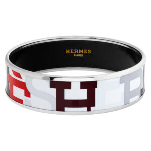 Hermes wide 'Capitales' printed enamel bangle