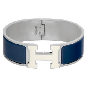 Hermes Clic H navy blue Enamel bracelet