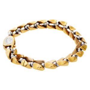 Sauro 18k yellow gold link mens bracelet 8 inches, 10mm wide.