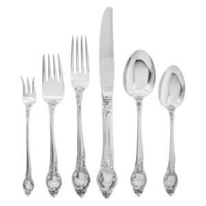 CAMEO sterling silver flatware set by REED & BARTON, patented 1959- 7 place set for 12 (double tea spoons) with 8 serving pieces.