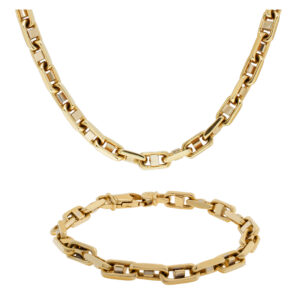 Nautical Link style 14k necklace and bracelet set