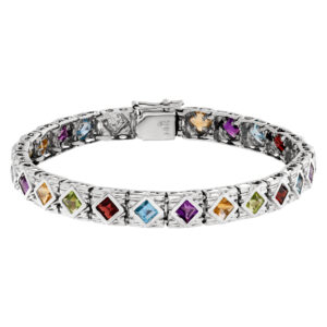 Bracelet with semi-precious stones in 14k white gold