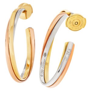 Cartier Trinity hoop earrings in 18k yellow, white & rose gold