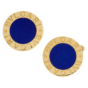 Bvlgari cufflinks in 18k yellow gold with blue lapiz center