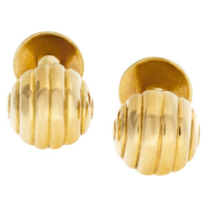 Round Spiral Cufflinks In 18k Yellow Gold