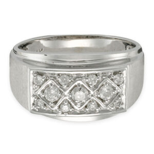 Mens diamond ring in 14k white gold