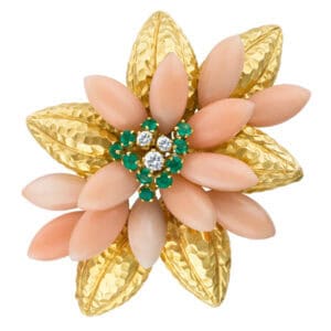 Flower Broach in 18k yellow gold