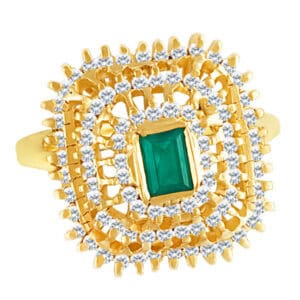 Lovely faceted Colombian emerald ring in 18k white gold