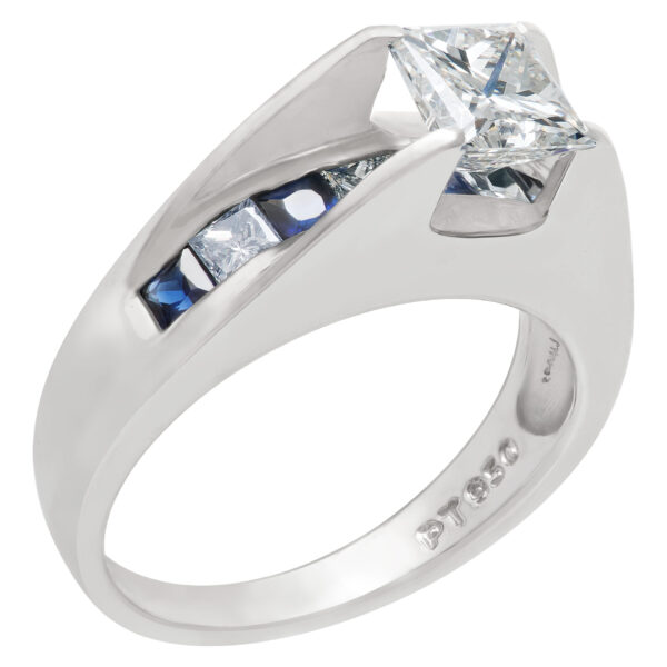 GIA certified princess cut diamond 1.01 cts (H Color, VS2 Clarity) ring set in platinum.