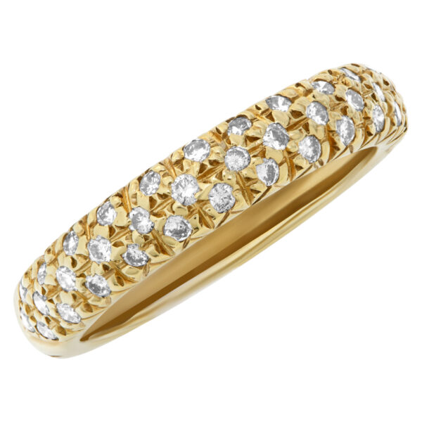 Precious pavé diamond band in 14k yellow gold. 0.80 carats in diamonds. Size 6