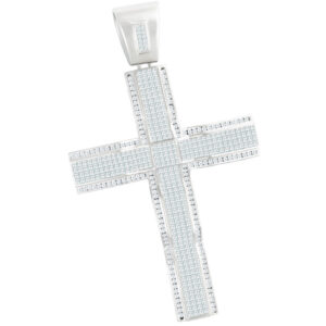 Diamond cross pendant in 14k white gold with over 11 carats in round and princess cut diamonds