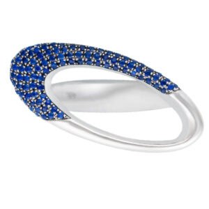 Artistic Pave sapphires ring set in 18k white gold