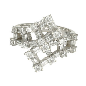 Modern design baguette & round diamond ring