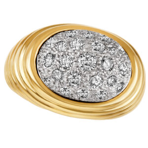 Massive 18k yellow gold diamond ring with over 1 carats in round diamonds