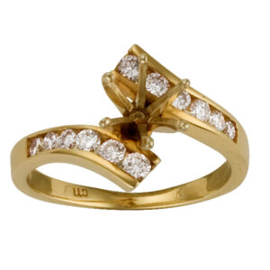 Beautiful diamond semi-mount ring with over 0.36 cts in round diamonds in 14k yellow gold